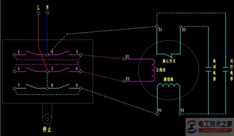 单相电机正反转原理及接线图
